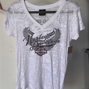 2015 Harley-Davidson Women's White and Gray Graphic Tee